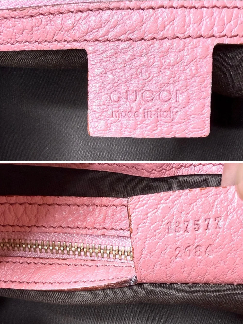 Authentic Gucci pink leather hobo bag bamboo accents shoulder bag